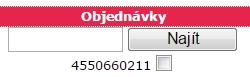 Vyhledání objednávky